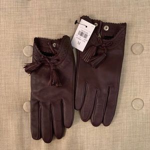 Ann Taylor Brown Tassel Leather Gloves